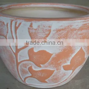Indoor Wash Vase - Indoor Pottery With Round Rim and Pattern Outside thumbnail-1