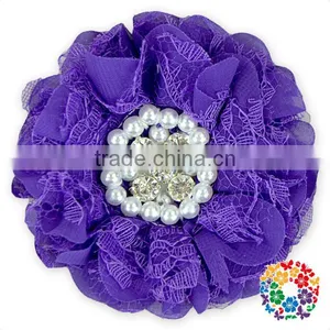 Purple Chiffon Pearl Flowers Pearl Embellishment Fabric Chiffon Flowers thumbnail-1
