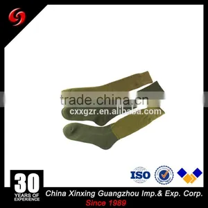 Long Sleeves Olive Green Military Dark Plain Knit Long Stockings Commando Socks Cotton and Wool thumbnail-1