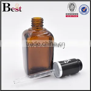 Square 50 ml Amber Glass Vial With Black Press Dropper thumbnail-2