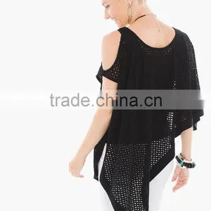 Women's Fashion Black Mesh Blouse Tops thumbnail-2