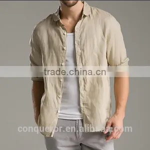 Men's White Linen Shirt HOT! MSRL0043 thumbnail-1