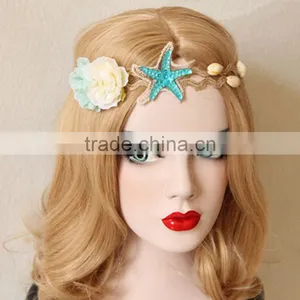 Fashion Holiday Hair Bands Elastic Beach Style Starfish&shell Flower Hair Hoop Women Flower Hair Accessory Jewelry thumbnail-1