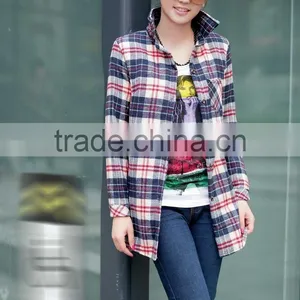 Bulk Wholesale 22 Colors Girl's Plaid Flannel Shirt Female Long-sleeved Plaid Shirt thumbnail-2