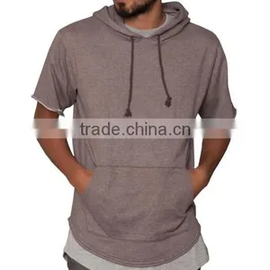 High Quality Custom 100% Cotton Plain Curved Hem Hoodie With Double Pockets thumbnail-1