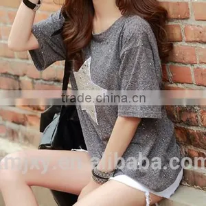 2016 Shining T-shirt O-neck Fashion Design for Girls thumbnail-2
