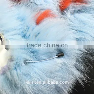 Brand Design Fox Fur Knited Woman Real Colorful Fox Jacket Long Sleeves With Hoood thumbnail-2