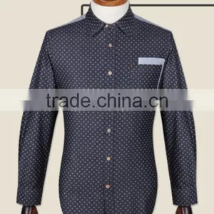 New Design 100% Cotton Dot Denim High Fashion Casual Shirts for Men thumbnail-1