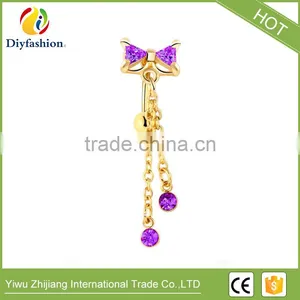 Fashion Body Piercing Navel Rings Zircon Bowknot Belly Button Rings thumbnail-1