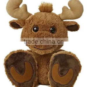 Big Plastic Eyes Plush Brown Moose Animal Toy With Embroidery Paws thumbnail-1