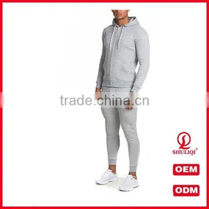 Custom Plain Cotton Skinny Tracksuit Wholesale Men Sports Gym Tracksuit Slim Fit thumbnail-1