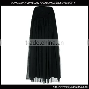 Custom Women 100% Silk Black Pleated Skirts,Fashion Summer Clothes Silk Pleated Skirts For Women thumbnail-1