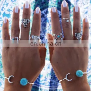 Open Arrow Finger Ring Classic Anti-Silver Zipper Two Triangle Rings Set thumbnail-2