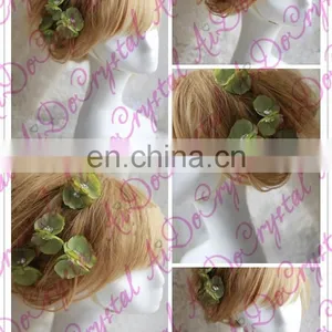 Aidocrystal Green Flower Hair Trim Piece Hair Clip,green Hair Piece Pins Floral Tiaras thumbnail-2