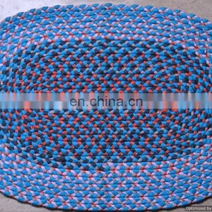 Indian Handmade Braided Door Mat Ethnic Embroidered Multicolored Floor Mat Carpet thumbnail-3