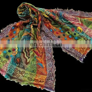 (SUPER DEAL)Wool Embroidery Scarf / Shawl thumbnail-1