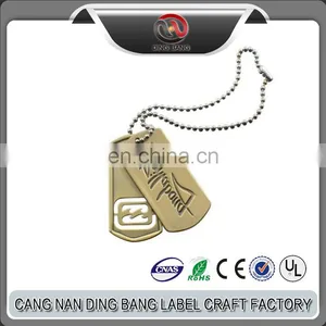Wholesale Promotional Cheap Two Piece Type Custom Brass Engraved Military Dog Tag Pendant thumbnail-1