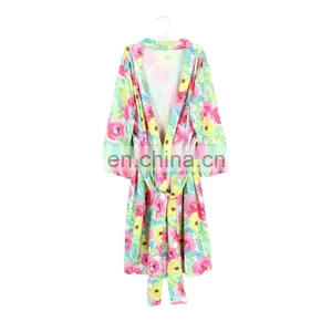 Pink Flower Mommy Robe for Maternity Nursing Robe Bridesmaid Kimono Sleepwear thumbnail-5