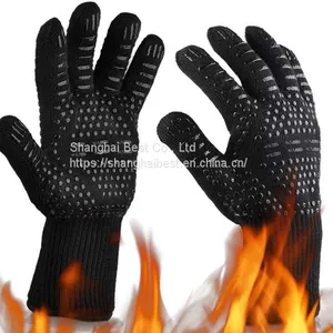 Oven Gloves 932°F Heat Resistant BBQ Gloves Oven Mitts-Cut Resistant Cooking Gloves, Non-Slip Silicone Grill Glovess for BBQ, Grill, Baking, Welding thumbnail-1