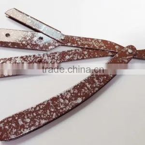 New Barber Salon Straight Razor - Metal Stainless Steel Razor - Barber Razor Brown Paper Coated thumbnail-1