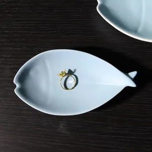 Nordic Modern Simple Blue Ceramic Fish Decoration Vase Storage Tray For Home Living Room thumbnail-4