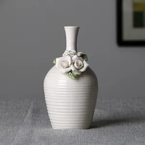 Modern Simple White Hand-Carved Flower Ceramic Vase For Wedding Gift Living Room Decor thumbnail-3
