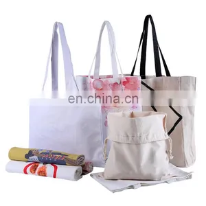 Wholesale 100% Cotton Female Handbag Solid Canvas Weekender Tote Bags Custom Printed Logo thumbnail-3