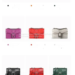 Crocodile Leather Women's Bag 2022 New Leather Bag Women's Chain Large-Capacity One-Shoulder Messenger Bag thumbnail-3