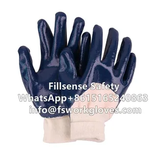 Heavy Duty Knit Wrist Cotton Jersey Liner Nitrile Fully/Half Coated Work Gloves thumbnail-3