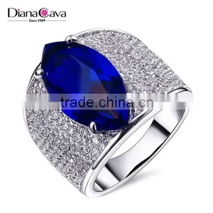 Dongguan Factory Direct Cocktail Jewelry Color Stone Zircon Red Blue Green Ring thumbnail-2