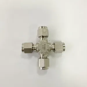 Stainless Steel Double Ferrule Tee Fitting 304/316L High Pressure Pipe Connector thumbnail-2