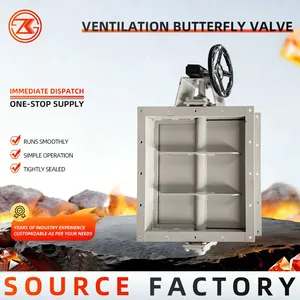 OEM Pneumatic Ventilation Butterfly Valve Carbon Steel For Dust Collector Flue Gas Air Duct Flow Control CE Certified thumbnail-2