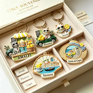 Multi-style Tourist Craft Souvenir Set Including 3D Fridge Magnet, Pet Name Tag, Decorative Commemorative Plate thumbnail-2
