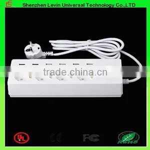 China Supply CE Cheap Extension Power Plug 6Gang 4 Port USB EU Power Strip Socket thumbnail-4
