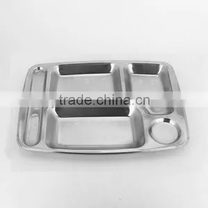 Chaozhou Factory 5 Grid Student School Lunch Tray,buffet Tray,stainless Steel Food Serving Tray thumbnail-5
