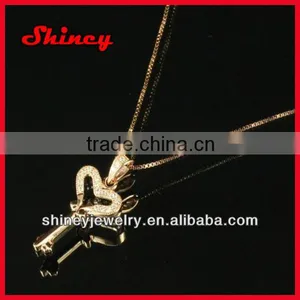 Rose Gold Micro Paved Zirconia Key Necklace thumbnail-1