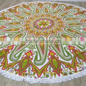 Round Beach Towel Wholesale Boho Beach Throw With Fringes thumbnail-1