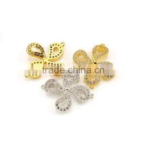 CZ6626 Mirco cz Pave Bracelet Flower Charm Connector,charms for Bracelet Making thumbnail-1