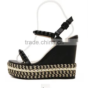 Rivets Grassroots Wedges Safety High Heel Women Summer Shoes thumbnail-3