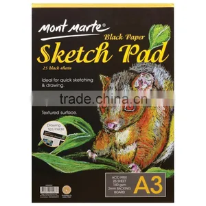 Mont Marte Black Paper Sketch Pad 25 Sheet 140gsm A3 thumbnail-1