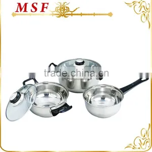 MSF-3020-brown 12pcs Stainless Steel Cookware Set Heat Resistant Brown Bakelite Handles and Brown Glass Lid thumbnail-3