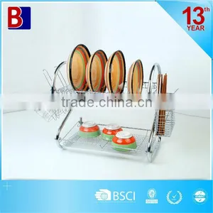 Household Item Chrome Plating 2 Layer Metal Wire Dish Rack Quality Choice thumbnail-1