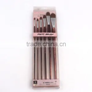 Wood Handle Nylon Hair 6pcs Set Artist Brush Watercolor Brush 6pcs Set thumbnail-2