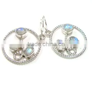 Rainbow Moonstone Earrings 925 Sterling Silver Jewellery Wholesale Silver Jewellery thumbnail-1