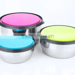 Stainless Steel Metal Rice Mixing Bowl With Silicone Lid thumbnail-2