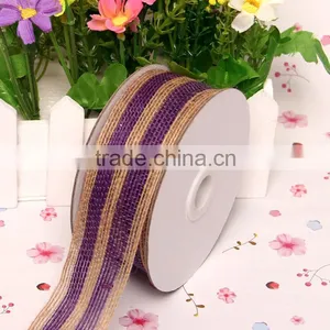 Plain Rustic Burlap Ribbon Trim,cheap Wired Burlap Ribbon for Party Decoration thumbnail-2