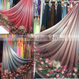 100% Polyester Flowers Digital Printed Chiffon Fabric for Cheap Sale thumbnail-5