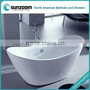 SUNZOOM UPC/cUPC Certified Oval Plastic Tub, Freestanding Tub, Small Bathtub Shower Combo thumbnail-1