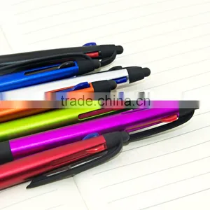 3 Color Black Blue Red Ink Click Ballpoint Pen Stylus Pen for Touch Screens Device IPad Tablets Iphone thumbnail-5