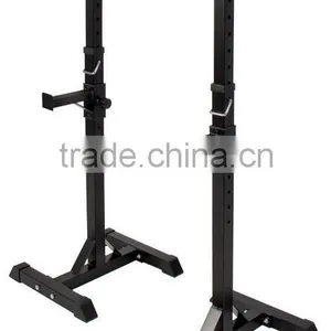 Pair of Adjustable Standard Solid Steel Squat Stands Barbell Free Press Bench thumbnail-1